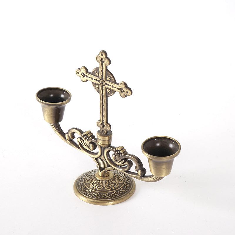 Double cross style variant of the zinc alloy candle holder ornament