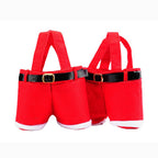 Soft fabric Christmas candy bag with secure belt closure detail