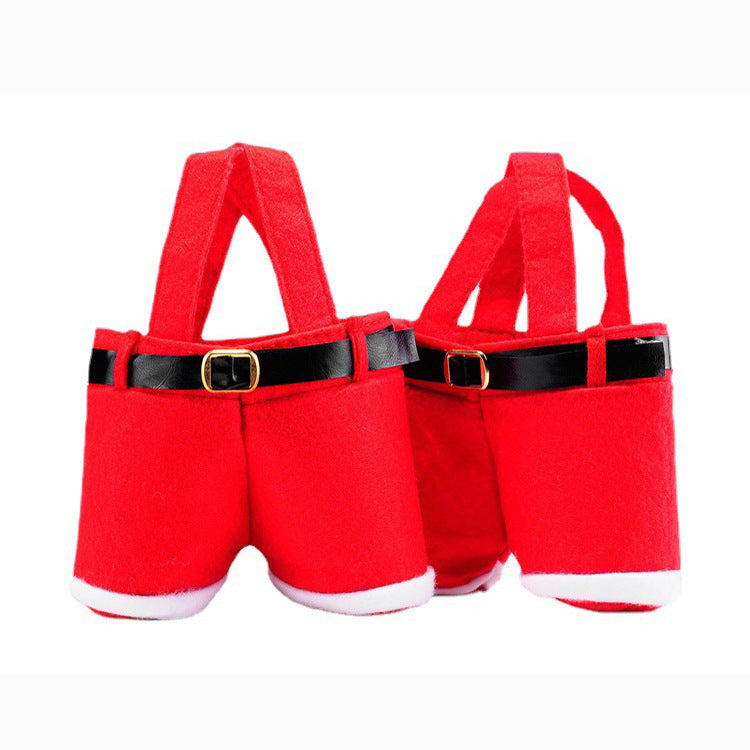 Soft fabric Christmas candy bag with secure belt closure detail