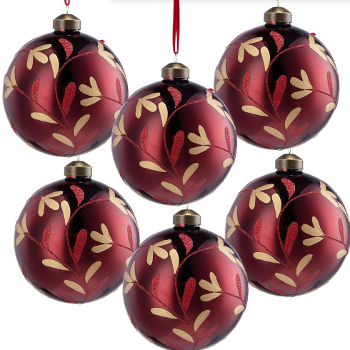 Red Glass Christmas Ball Ornaments, Set of 6 Secondary image