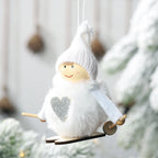 White pompom doll holiday pendant hanging decoration for Christmas tree display