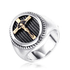 Classic gold cross ring suitable as a devotional gift for men