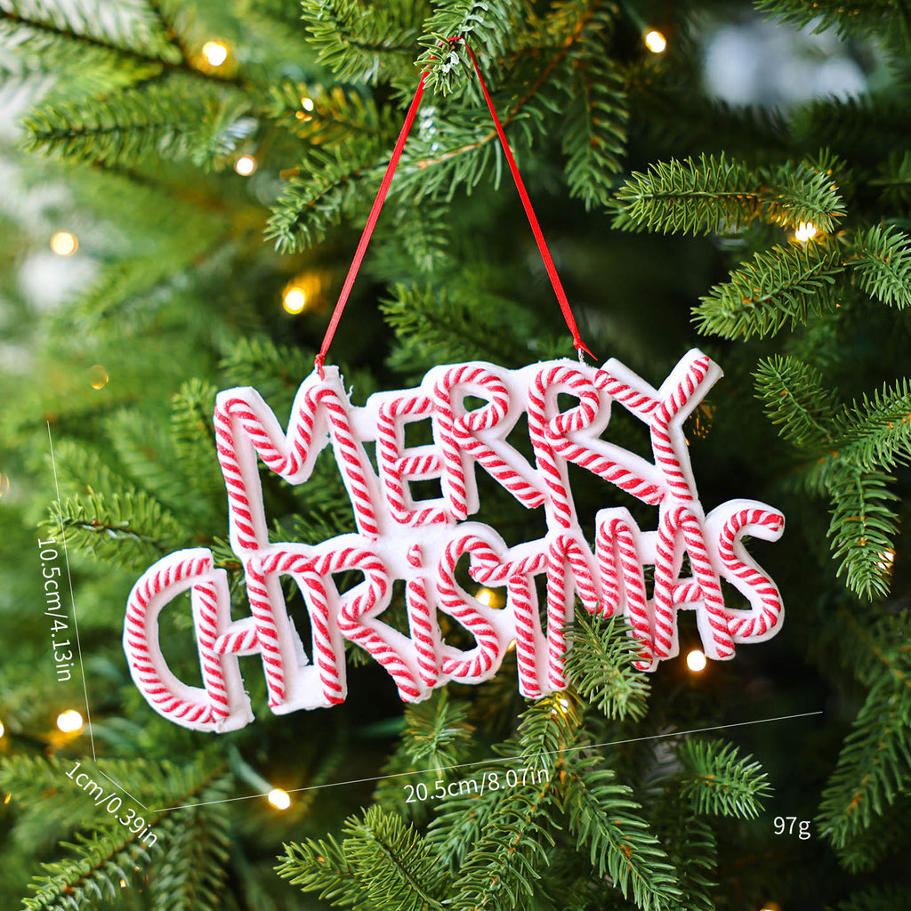 Red and white Merry Christmas word plate pendant ornament