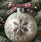 Flat acrylic Christmas ornament with fairy tale planet motif in festive colors