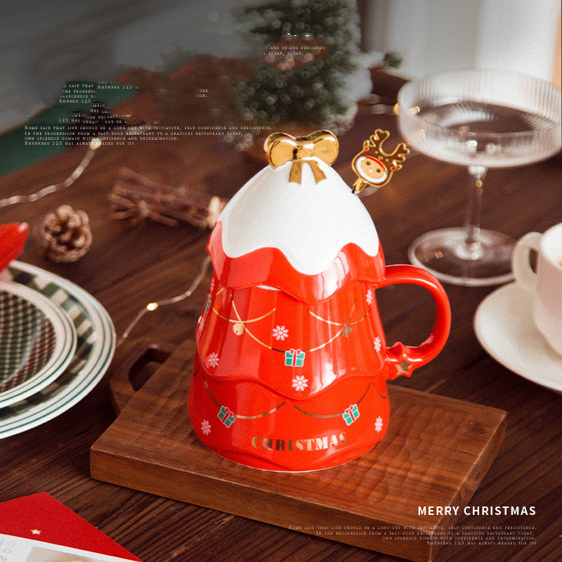 Assorted Christmas mugs with festive designs for holiday gatherings