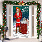 Festive Christmas door tapestry hanging for holiday home decor