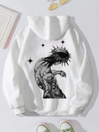 Red Jesus letter print hoodie for women
