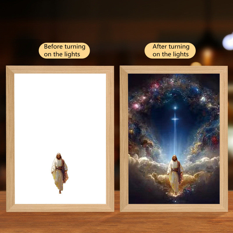 Decorative cross painting with LED night light function