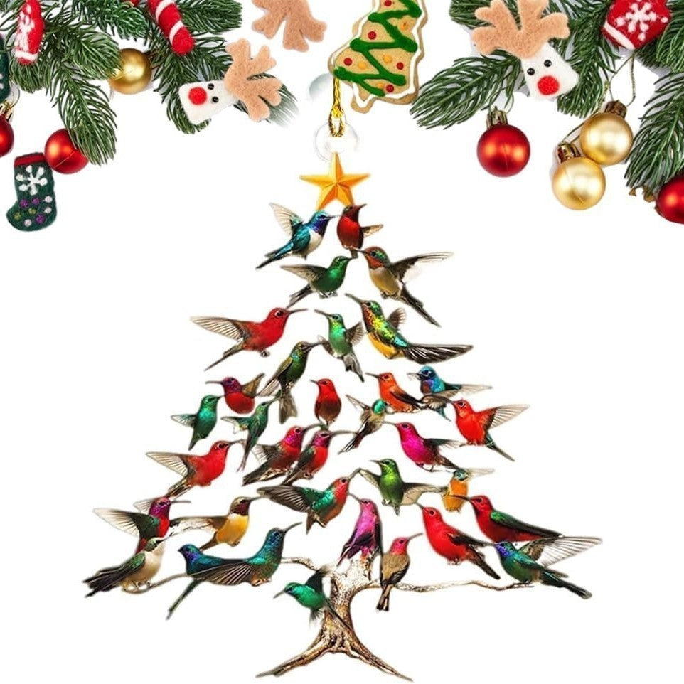 Acrylic printed hummingbird holiday hanging decoration for tree