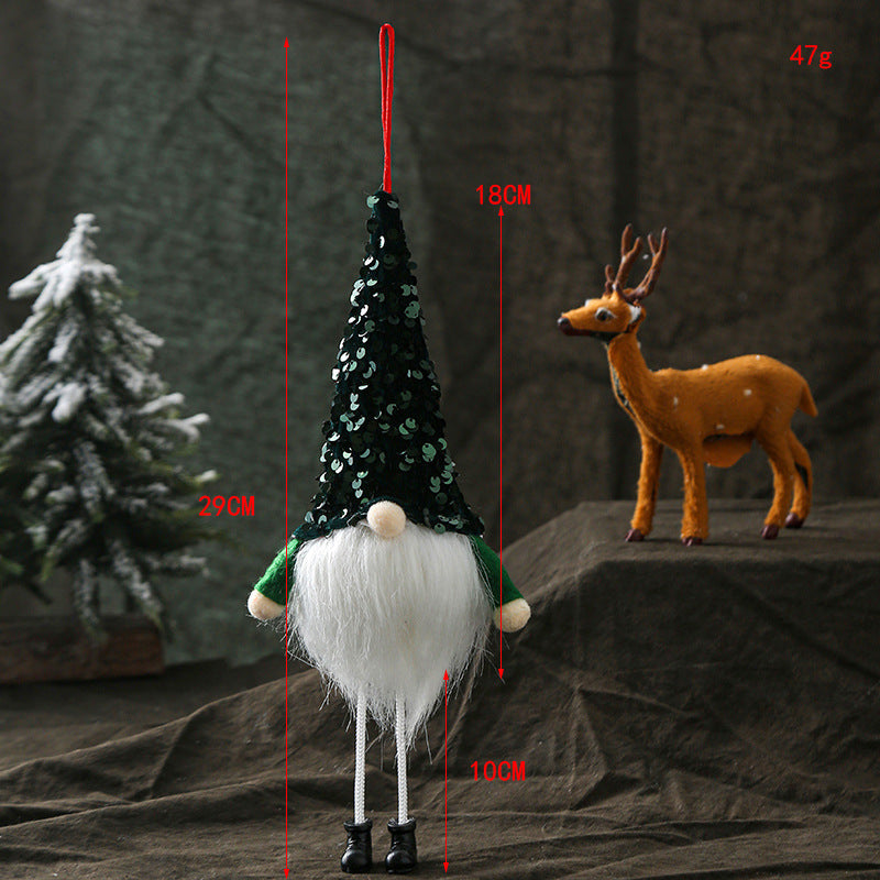 Dark green sequined Christmas doll decoration