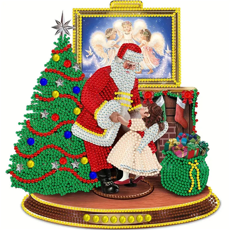 Diamond painting kit with snowman design and sparkling resin diamonds on canvas