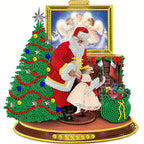 Diamond painting kit with snowman design and sparkling resin diamonds on canvas