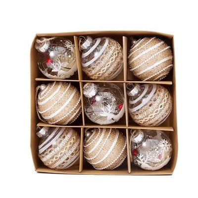 Colorful Christmas crafts featuring painted designs in holiday colors for seasonal celebrations