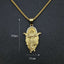 Gold-plated Jesus pendant necklace with hip-hop style design