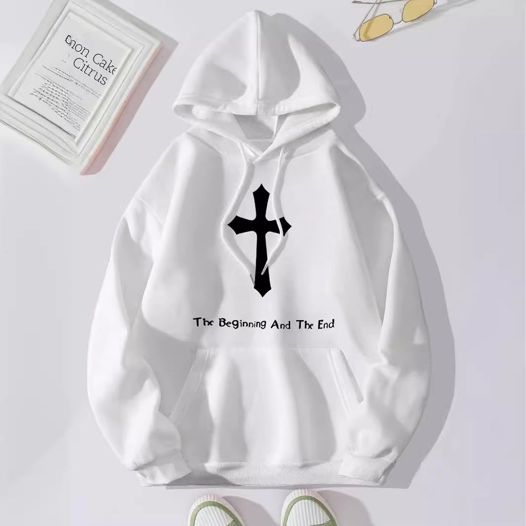 Green Jesus letter print hoodie for women