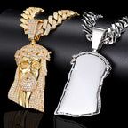 Jesus head necklace styled with casual streetwear - Christian gift