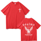 Printed t-shirt with dove symbol in casual setting