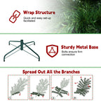 Stacked green PVC Christmas trees in 5FT, 6FT, and 7FT heights