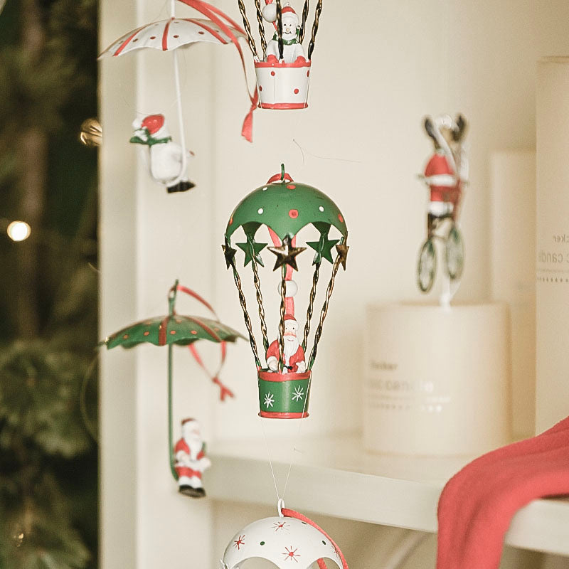 Iron parachute snowman ornament for holiday tree decoration