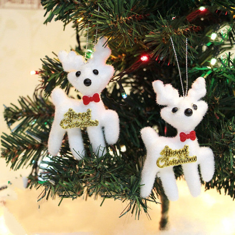 Pack of two Christmas fawn pendants with textile detail