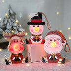 Wooden Christmas ornament featuring red-nosed elderly figure