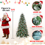 Evergreen Christmas tree with natural pine cone and berry details