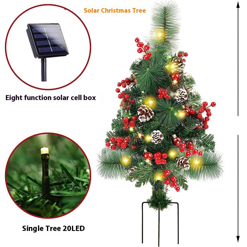 Solar-powered Christmas tree lamp for lawn display