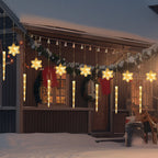 White light snowflake Christmas lights creating winter ambiance