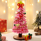 Close-up of braided stick material on mini Christmas tree