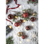 Glass Christmas ornament showing intricate painted design work