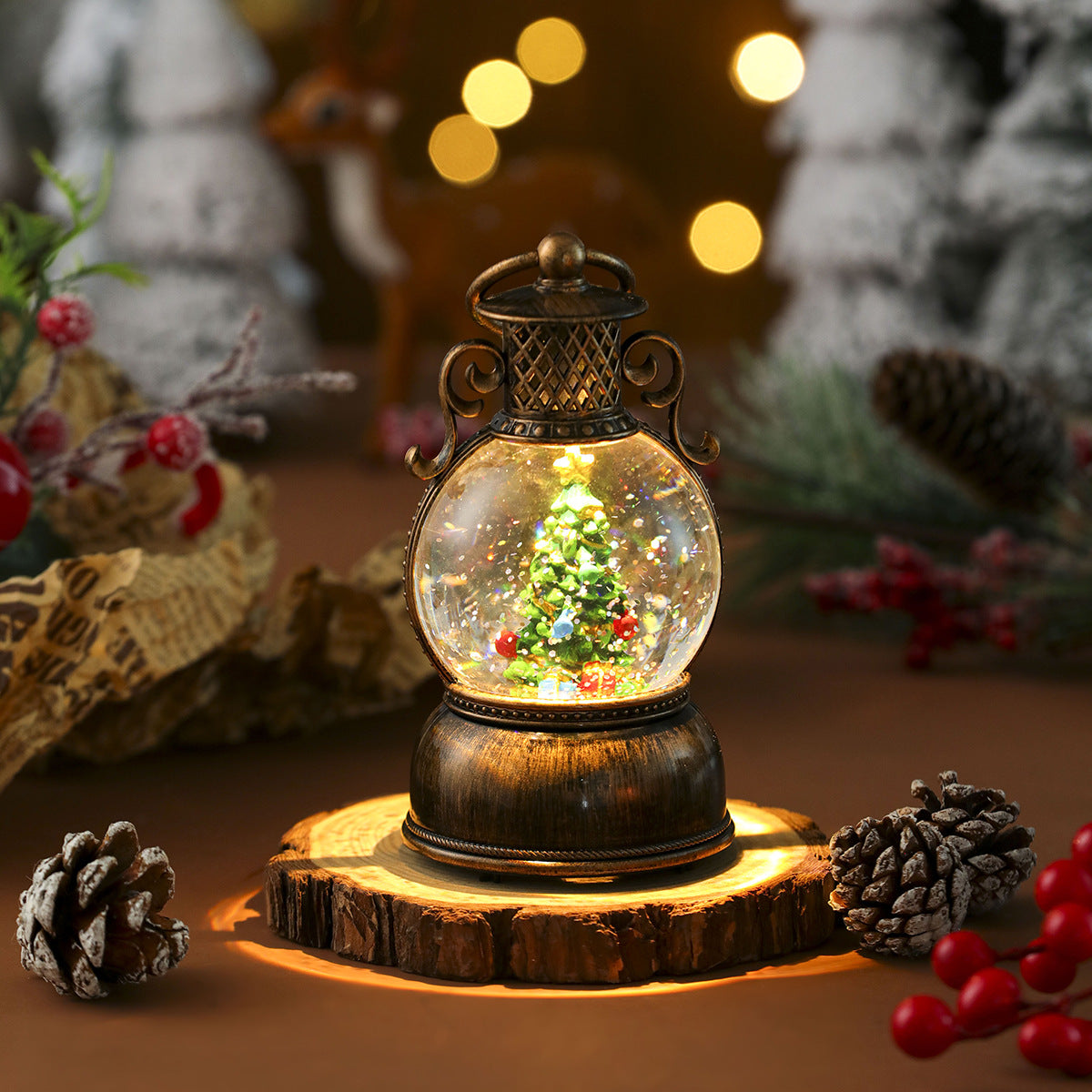 Set of Christmas ornaments with various festive designs