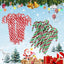 Red and white candy cane pendant ornaments hanging for Christmas display