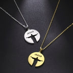 Gold-tone Jesus pendant worn by model
