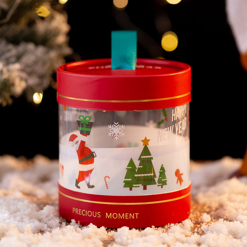 Christmas gift packing box in red and green fabric material
