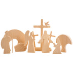 Modern minimalist wooden nativity ornament for Easter and Christmas display