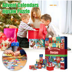 Christmas countdown calendar showing the outer storage box with puzzle models visible