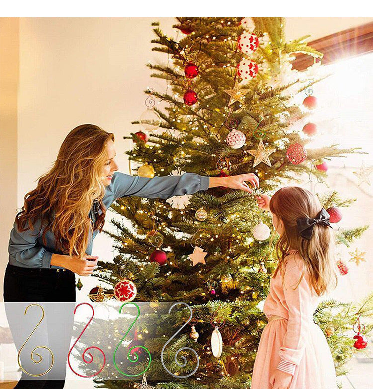 Christmas ornament hooks displayed in decorative arrangement
