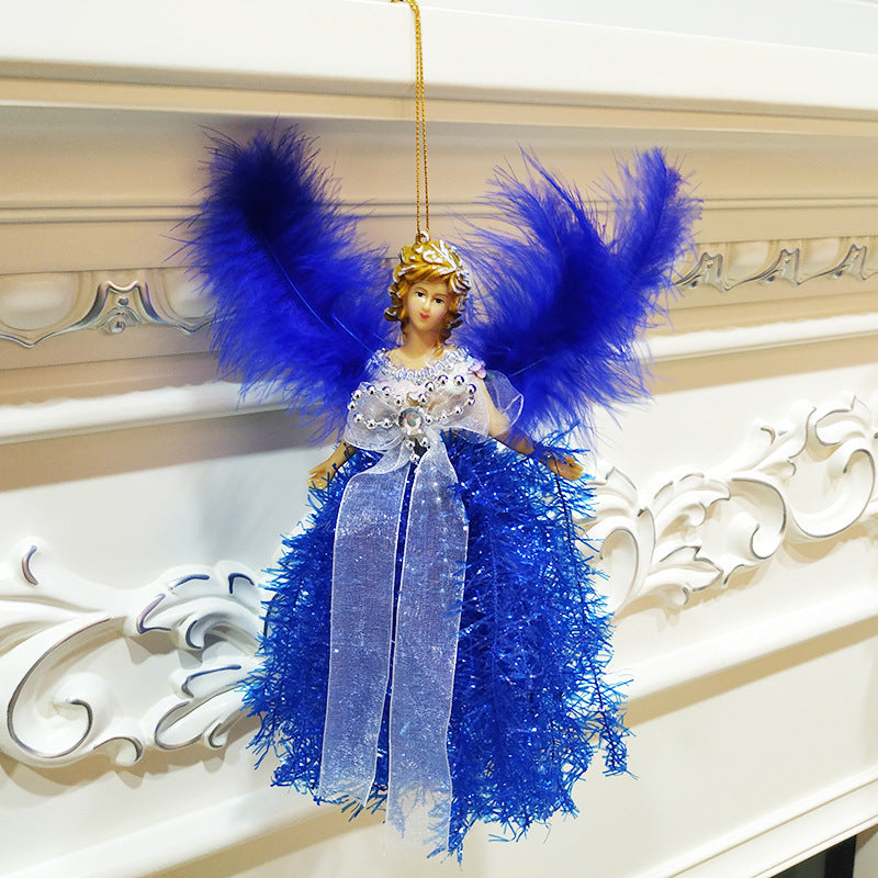 Christmas angel pendant with soft fabric and bead trim