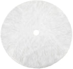 Cozy white plush Christmas tree skirt detail view