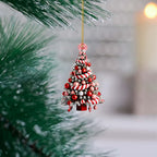 Flat lay of Christmas tree pendant decorations with festive background, ideal for faith Christmas gifts