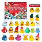 Festive rubber ducks in holiday designs in blind box packaging
