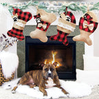 Linen-style Christmas pet socks featuring bone and fish patterns
