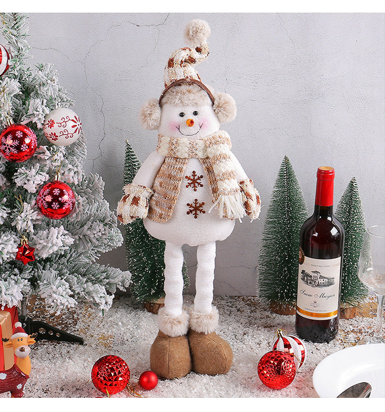 Festive retractable Christmas snowman and elk scene decoration for home display