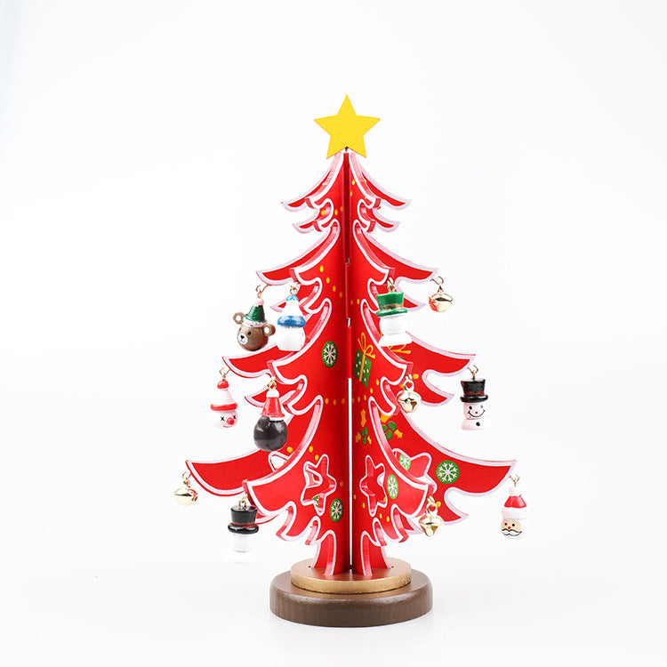 Festive Wooden Christmas Tree Ornament Set - Christian Home Decor