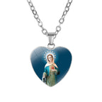 Devotional heart-shaped necklace with cross chain design