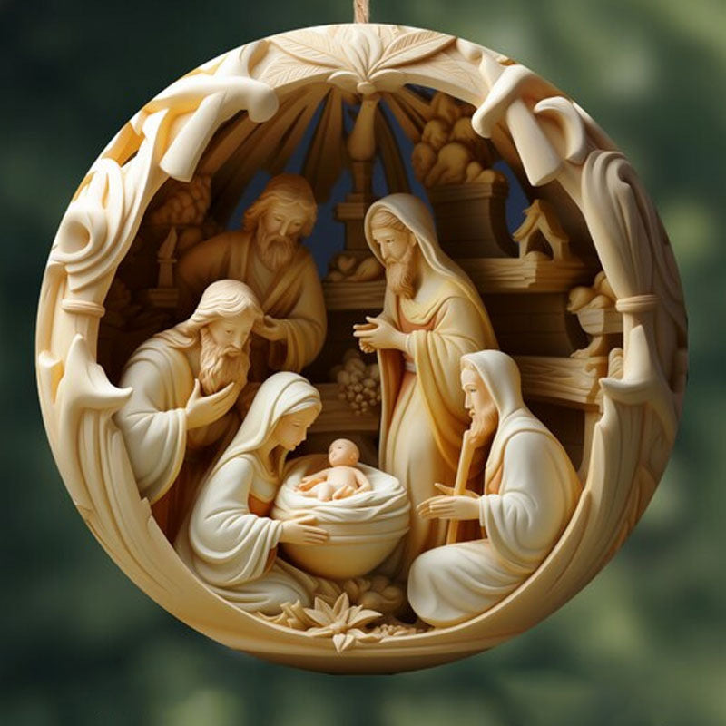 Cartoon design wood pendant ornament for Christmas tree