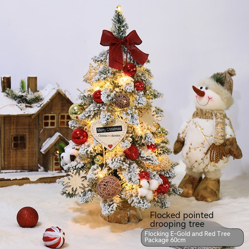 Close-up of flocked texture on mini Christmas tree