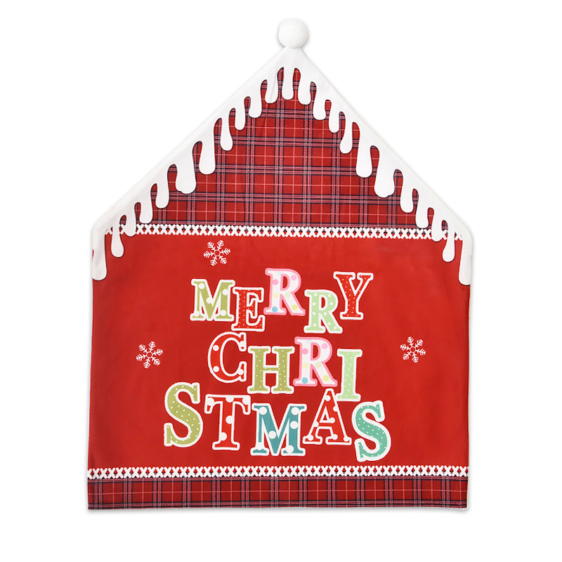 Green section alphabet chair cover displayed on dining chair for Christmas atmosphere