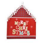 Green section alphabet chair cover displayed on dining chair for Christmas atmosphere