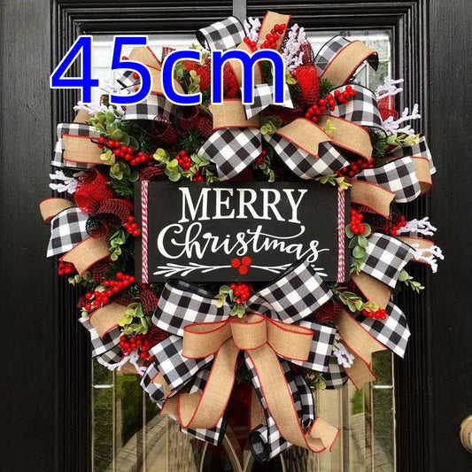 Christmas bow garland with red and green festive bows for holiday home decor